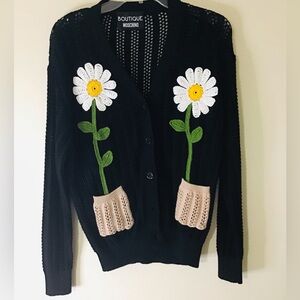 Boutique Moschino Daisies In My Pockets Cardigan Sweater